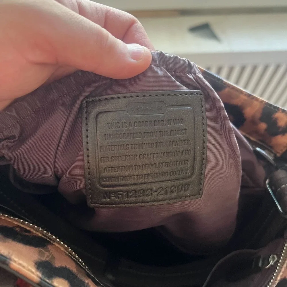Coach Madison Ocelot Leopard Print Baby Bag Tote Brown Leather 21306